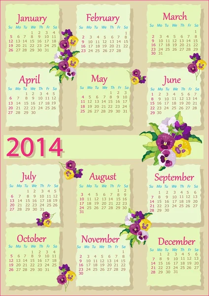 2014 kalendarz — Wektor stockowy