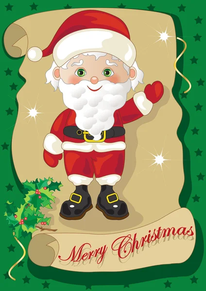 Santa Claus con fondo verde — Vector de stock