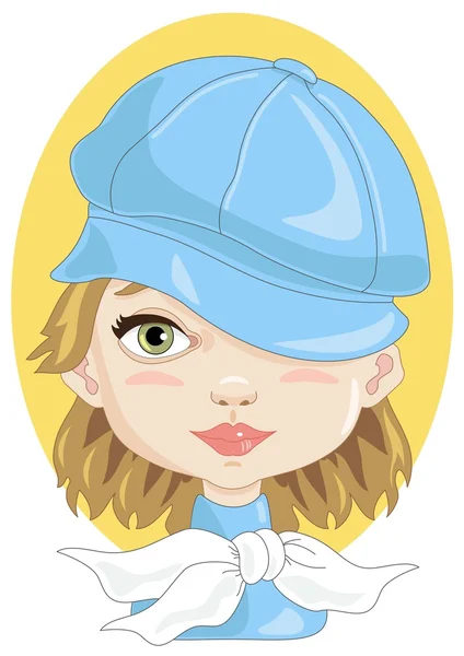Žena s modrými klobouk — Stockový vektor