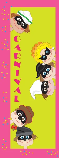 Illustration Cheerful Carnival Masks Banner Colorful Background — ストックベクタ
