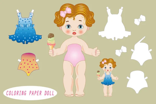 Paper Doll Clothes Color — Stok Vektör