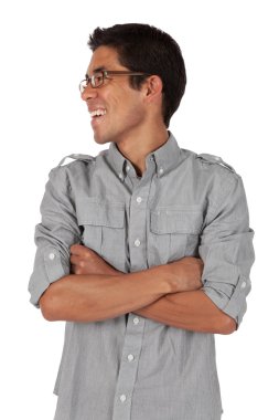 katlanmış silah tarafına bakarak adam