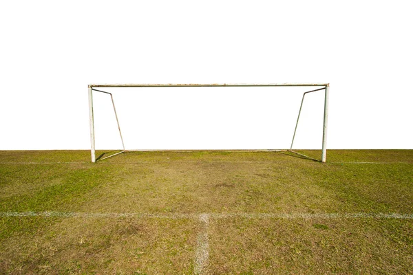 Empty soccer goal with white back ground — Stock Photo, Image