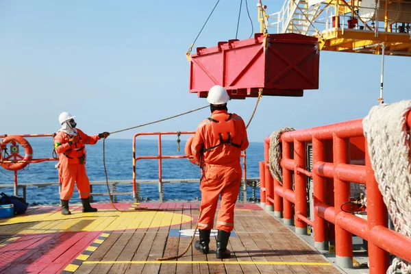 Crews Boat Moving Passenger Cargo Platform Supply Boat Oil Gas — Stock Photo, Image