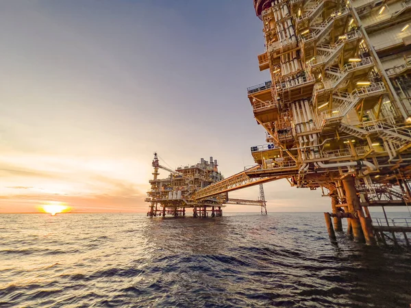 Plataforma Construcción Offshore Para Producción Petróleo Gas Industria Del Petróleo — Foto de Stock