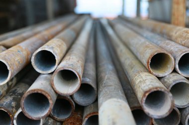 Scaffold pipe have been kept on stand or shelf for support construction job, The piping was used by scaffolder to install on job site and support worker to working at high.