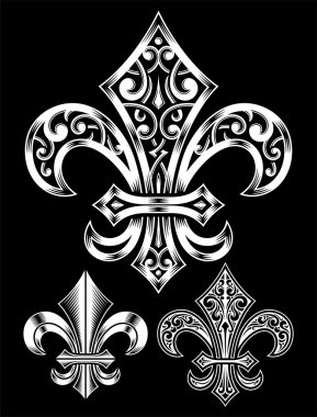 süslü fleur de lis vektör set