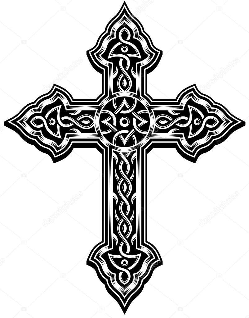 Ornate Christian Church Cross Sticker
