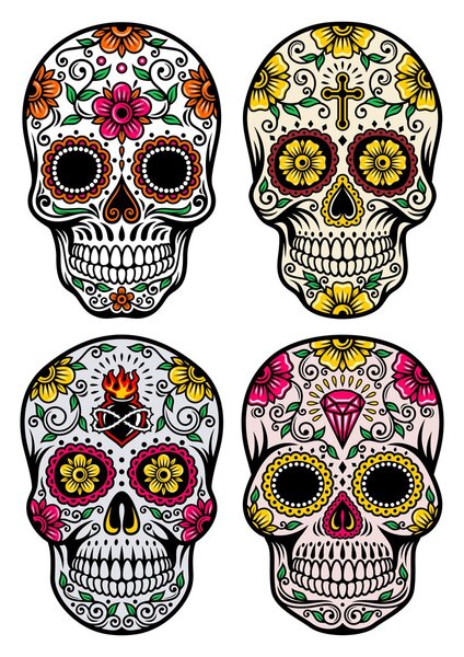 Day Of The Dead Skull Vector Set