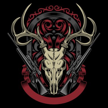 Deer Skull With Rifle clipart