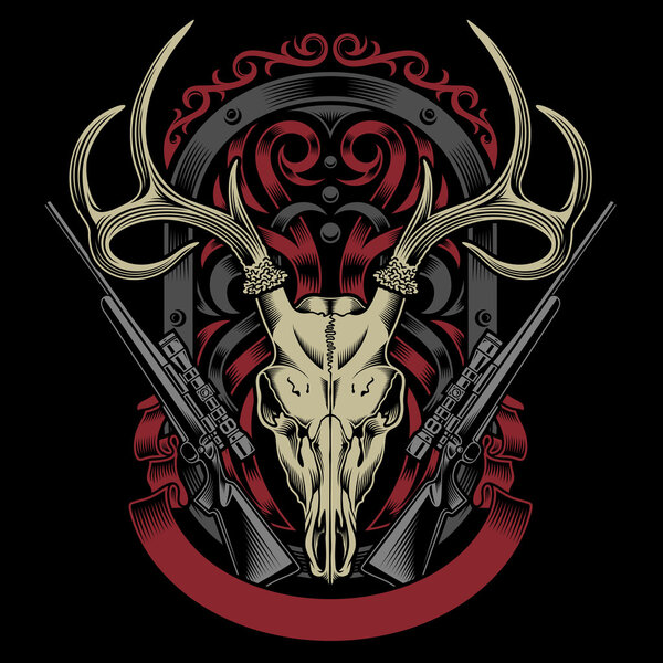 Череп оленя с винтовкой
