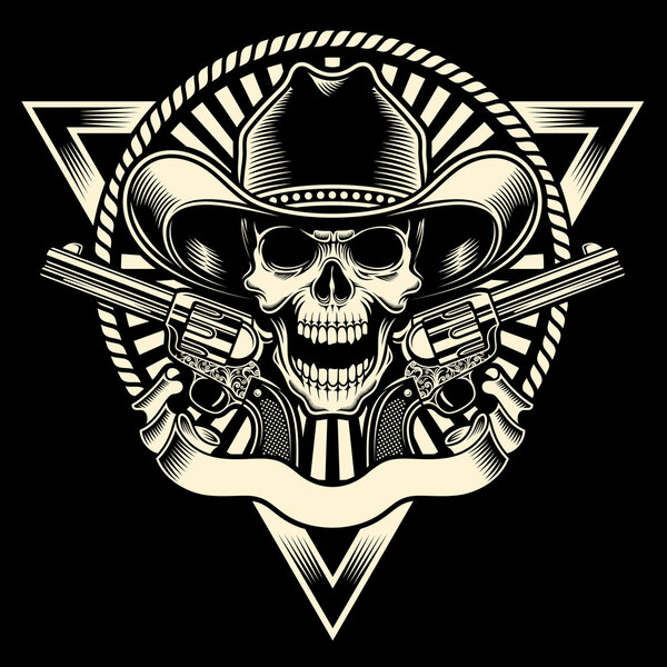 Cowboy Skull With Revolver