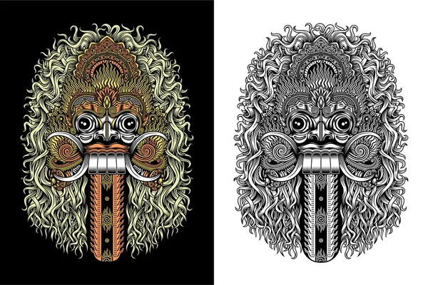 Bali dili şeytan maskesi — Stok Vektör