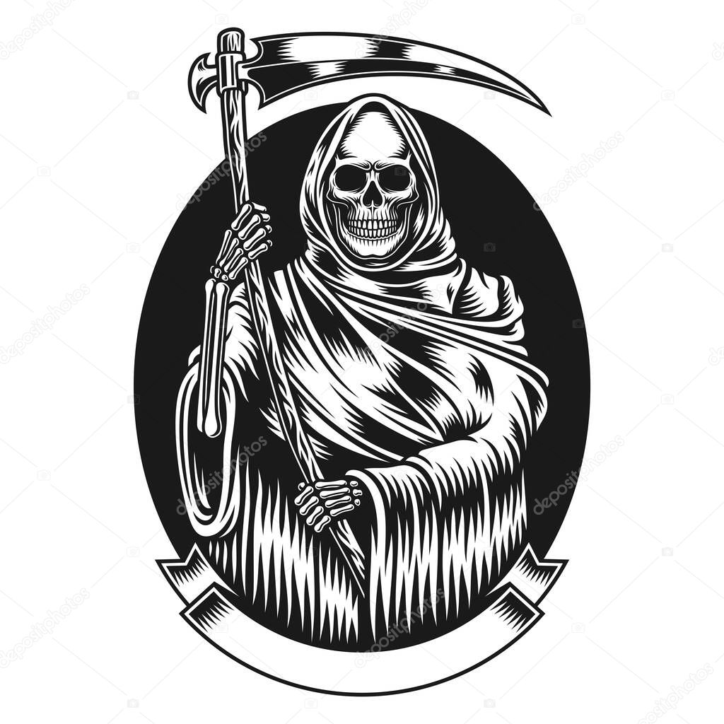Grim Reaper With Scythe Vector Graphic 