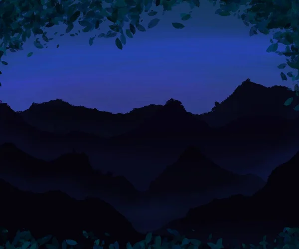 Aesthetic landscape mountain background. Lofi. Sunset