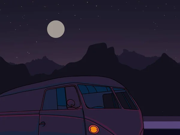Aesthetic view of the car on the road in the middle of the night lofi