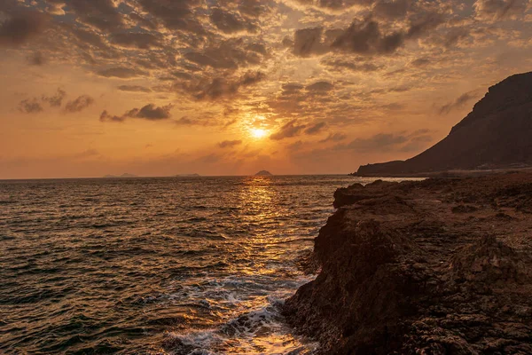 Widok zachodu słońca Dżibuti na siedem wysp braci Obrazek Stockowy