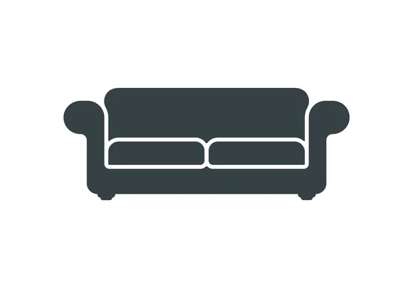 Sofa sziluett ikon elszigetelt fehér háttér. — Stock Vector