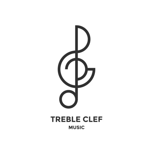 Ikon clef treble atau piktogram gaya linier - Stok Vektor