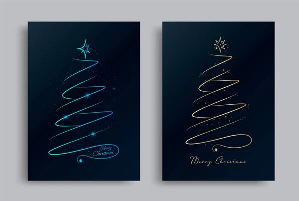 Feliz Año Nuevo tarjeta de felicitación con árbol de Navidad — Vector de stock