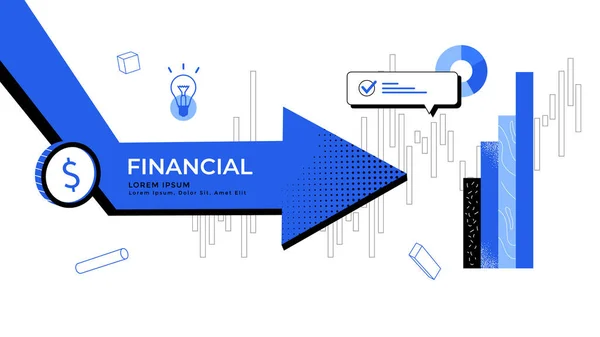 Graphique de la flèche financière. Finance croissance du succès — Image vectorielle