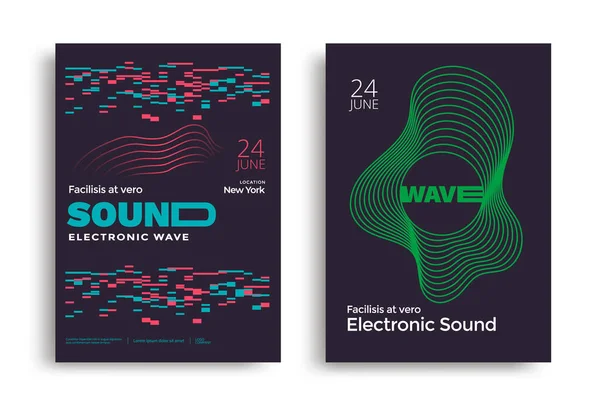 Sound wave minimal poster design abstract wave — Vector de stock