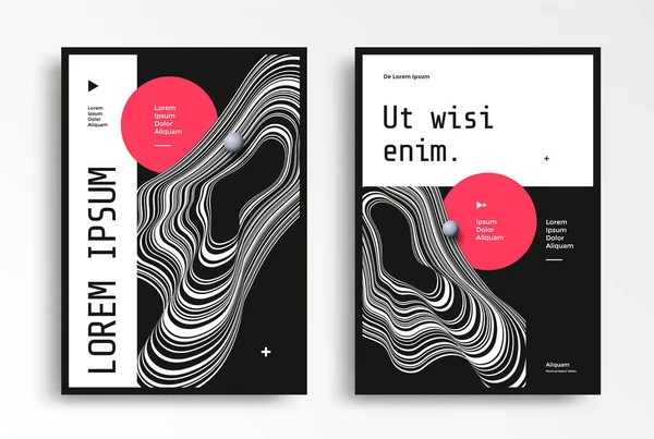 Black and white minimal poster with fluid shape — Vettoriale Stock