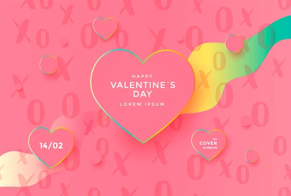 Pink color Valentines day banner. — Stock Vector