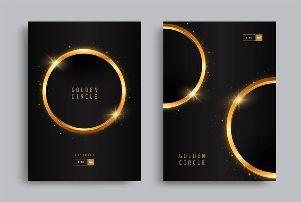 Golden cirkel på svart bakgrund affisch design. — Stock vektor