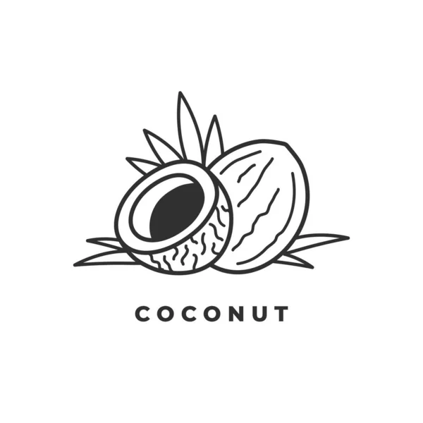Ícone de linha de coco ou pictograma de estilo linear —  Vetores de Stock