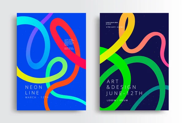 Modern Art Graphics Gradient Tangled Lines Abstract Colorful Ribbon Cover — стоковый вектор