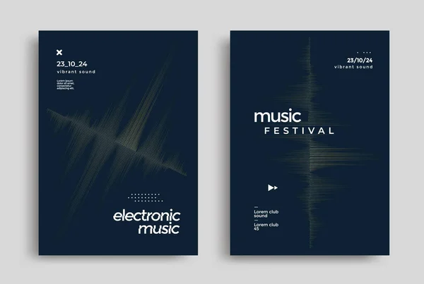 Musical Flyer Sound Wave Electronic Music Festival Poster Distorted Equalizer — Stockvektor