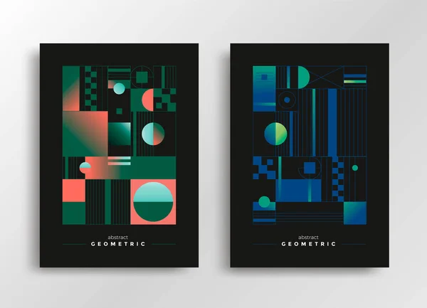 Abstract Geometric Poster Colorful Square Line Pattern Minimalist Cover Design — 图库矢量图片