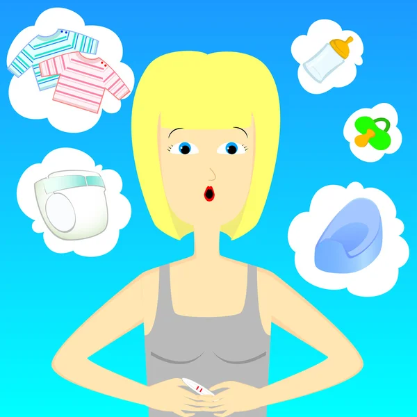 Femme avec test de grossesse — Image vectorielle