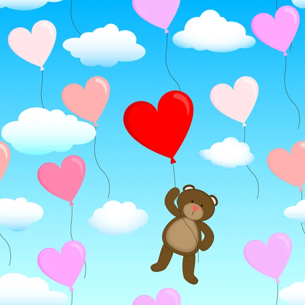 泰迪熊和气球 — 图库矢量图片