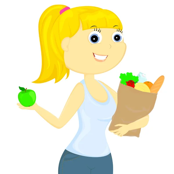 The girl with food — Stock Vector