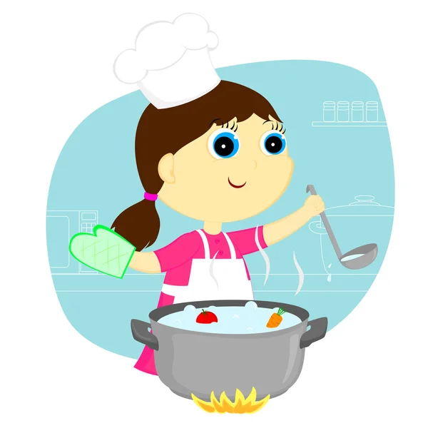 Girl cook — Stock Vector