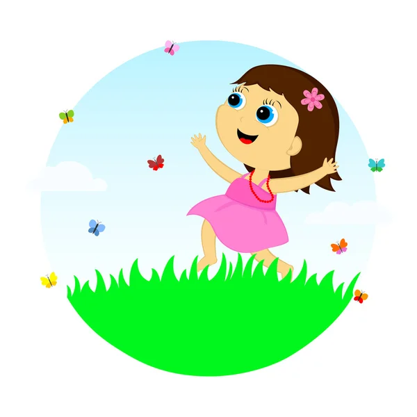 The girl in the meadow — Stock Vector
