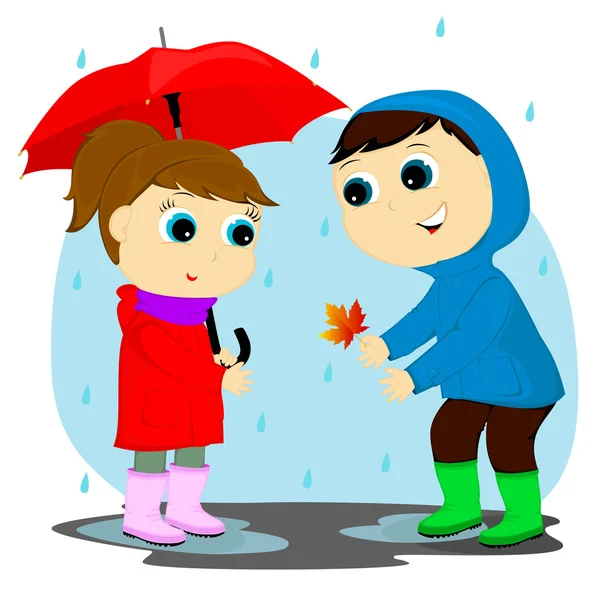 In the rain — Stock Vector