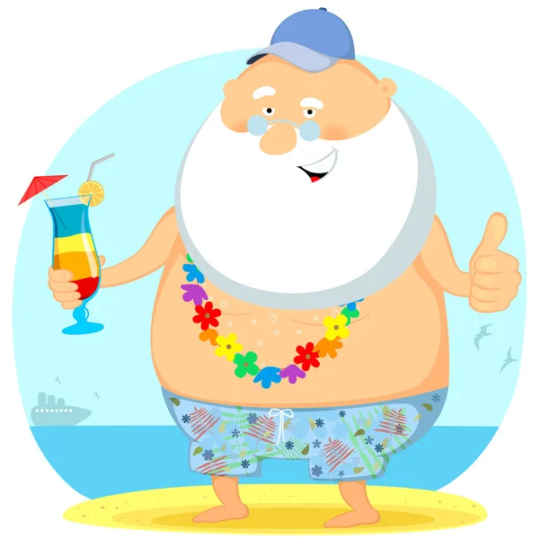 The old man on vacation — Stock Vector