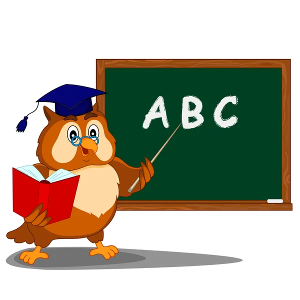 Uil over blackboard — Stockvector