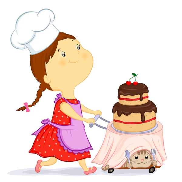 Girl with a cake — Stock Vector