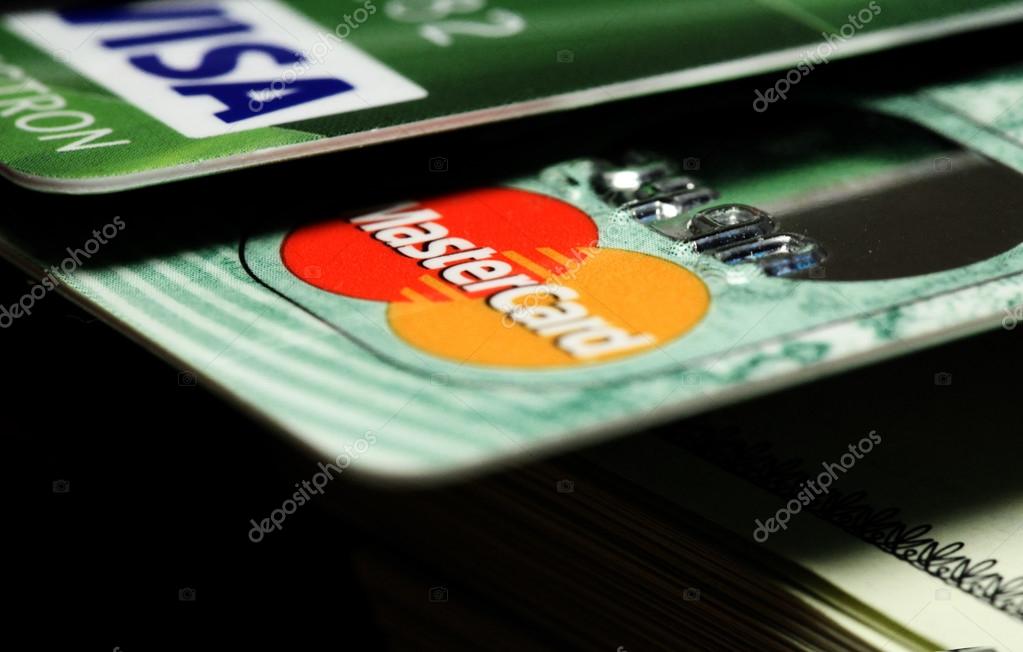 Credit cards Mastercard, Visa closeup
