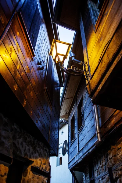 Narrow street in the lantern in Nessebar — Stock Photo, Image