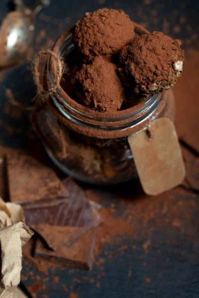 Trufas Chocolate Crudas Con Batata Avellanas Picadas —  Fotos de Stock