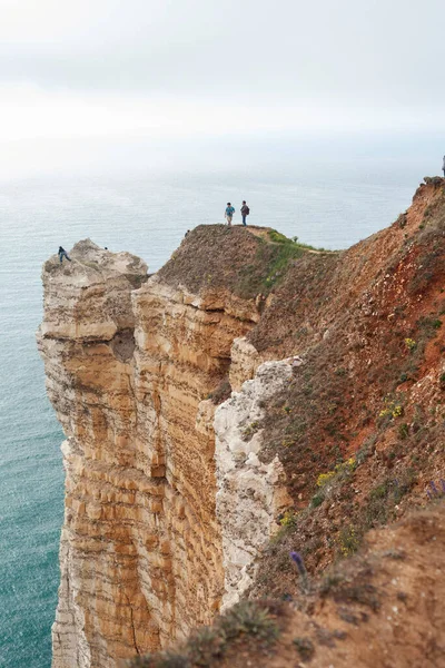 Blick Auf Die Steil Aufragende Kreideklippe Mit Einem Natürlichen Bogen — Stockfoto