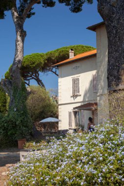 Hyres, France - August 02, 2022: Mediterranean houses with red roof tiles