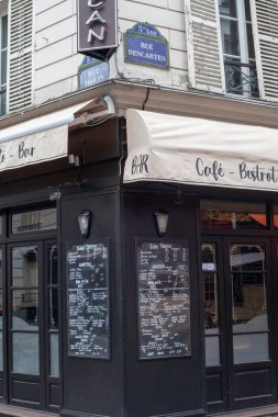 PARIS, FRANCE - September 05, 2022: Muftard Street, colloquially La Mouffe is a street in the 5th arrondissement of Paris, in the Latin Quarter. One of the most ancient and picturesque streets of Paris