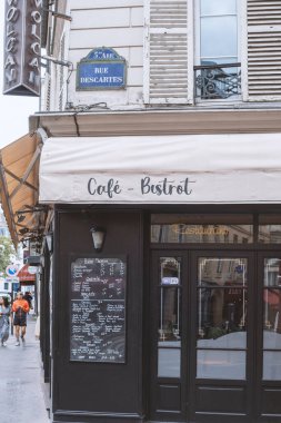 PARIS, FRANCE - September 05, 2022: Muftard Street, colloquially La Mouffe is a street in the 5th arrondissement of Paris, in the Latin Quarter. One of the most ancient and picturesque streets of Paris