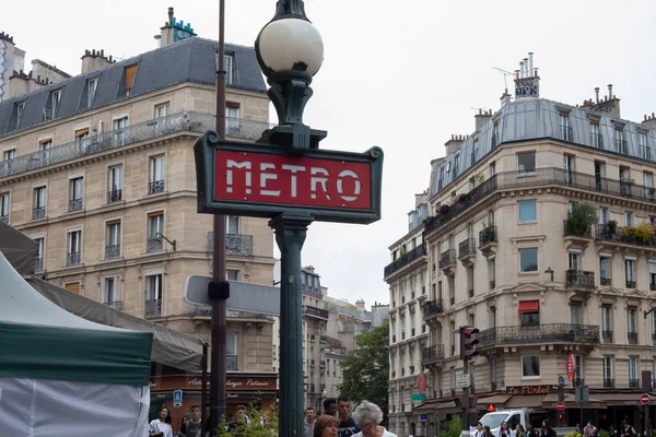 Paris France September 2022 Metro Sign Paris Nouveau Style Red — Φωτογραφία Αρχείου